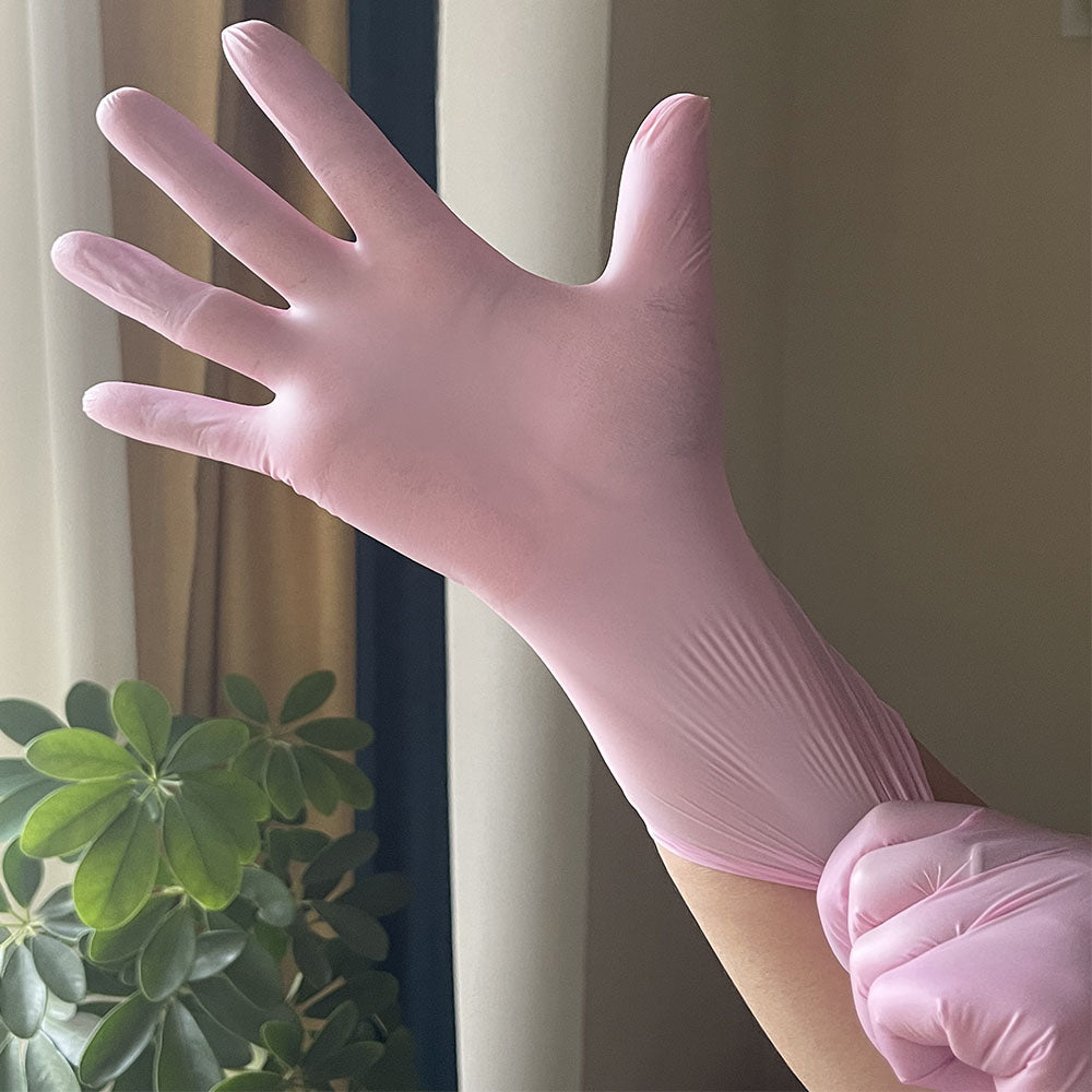 100/50/20pcs Light Pink Disposable Nitrile Gloves Waterproof