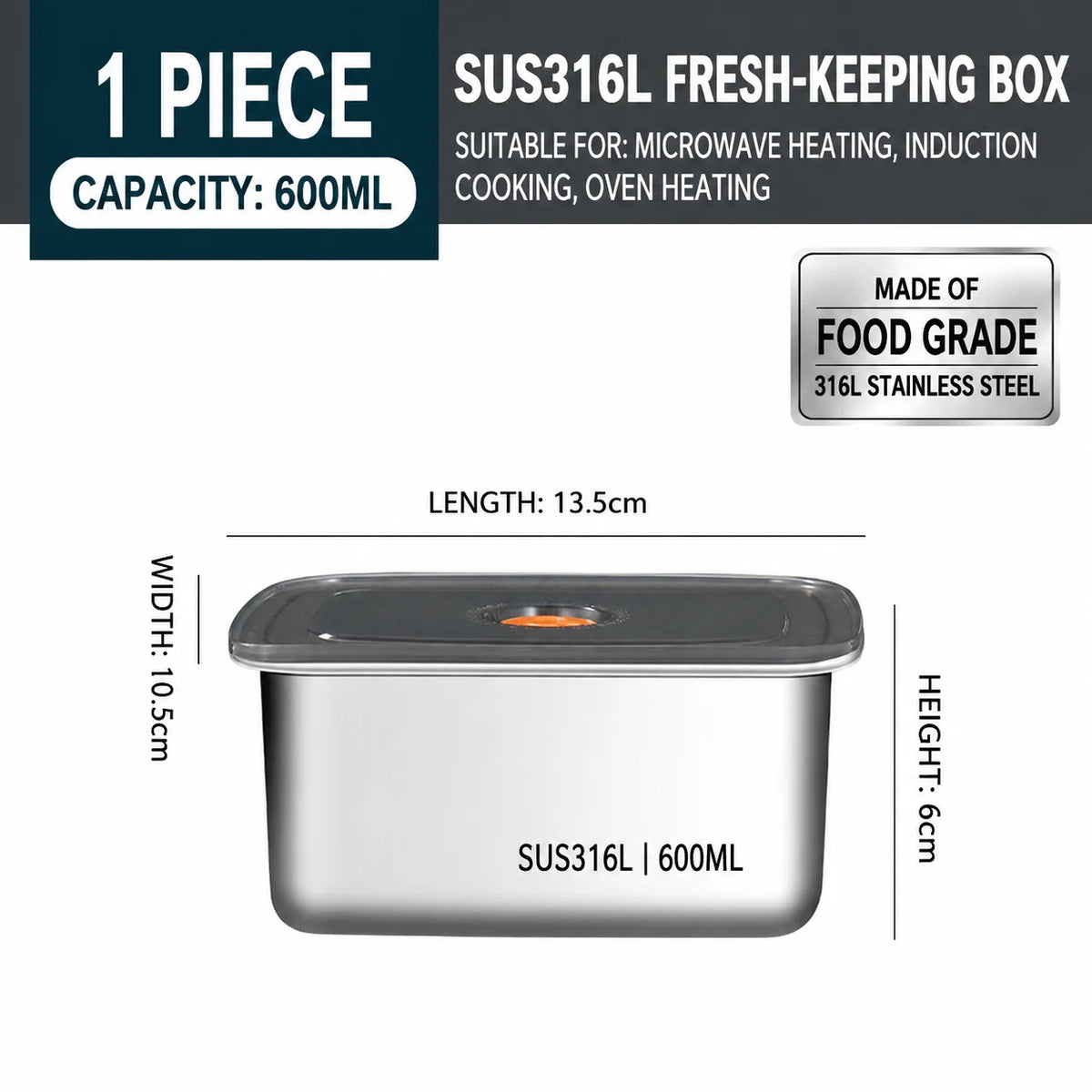 Fridge Storage Box 316 Stainless Steel Food Storage
