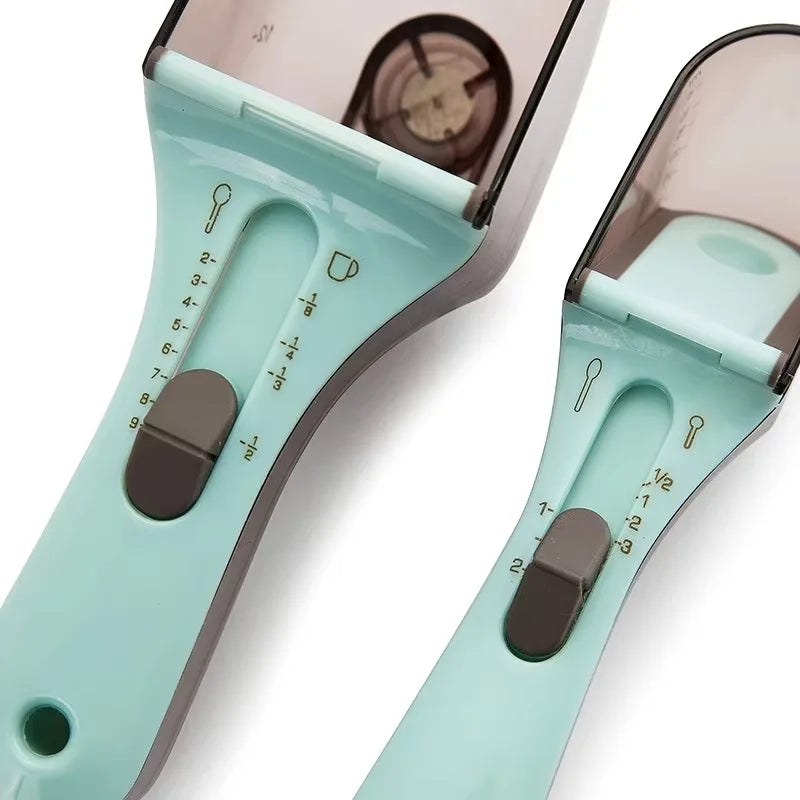2pcs Adjustable Measuring Spoon Clear Scales Measuring Cup