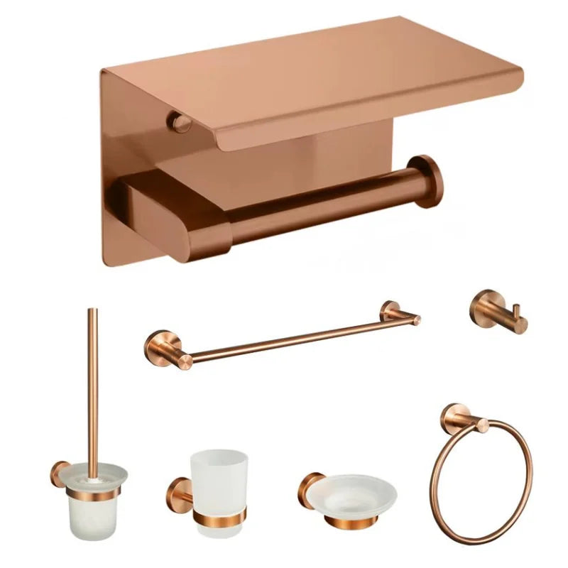 Brushed Rose Gold Bathroom Hardware Towel Ring Towel