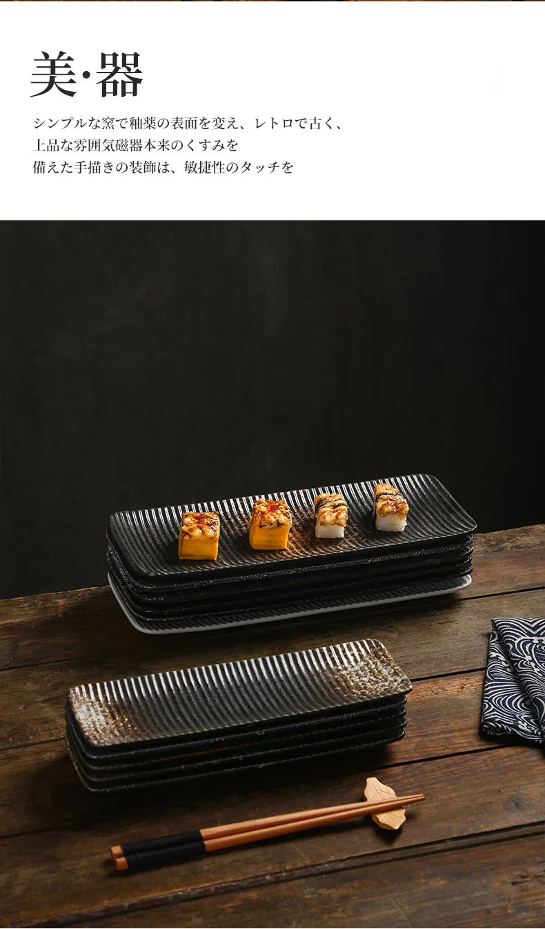 Japanese-Style Rectangular Plate Creative Ceramic Dish Sushi