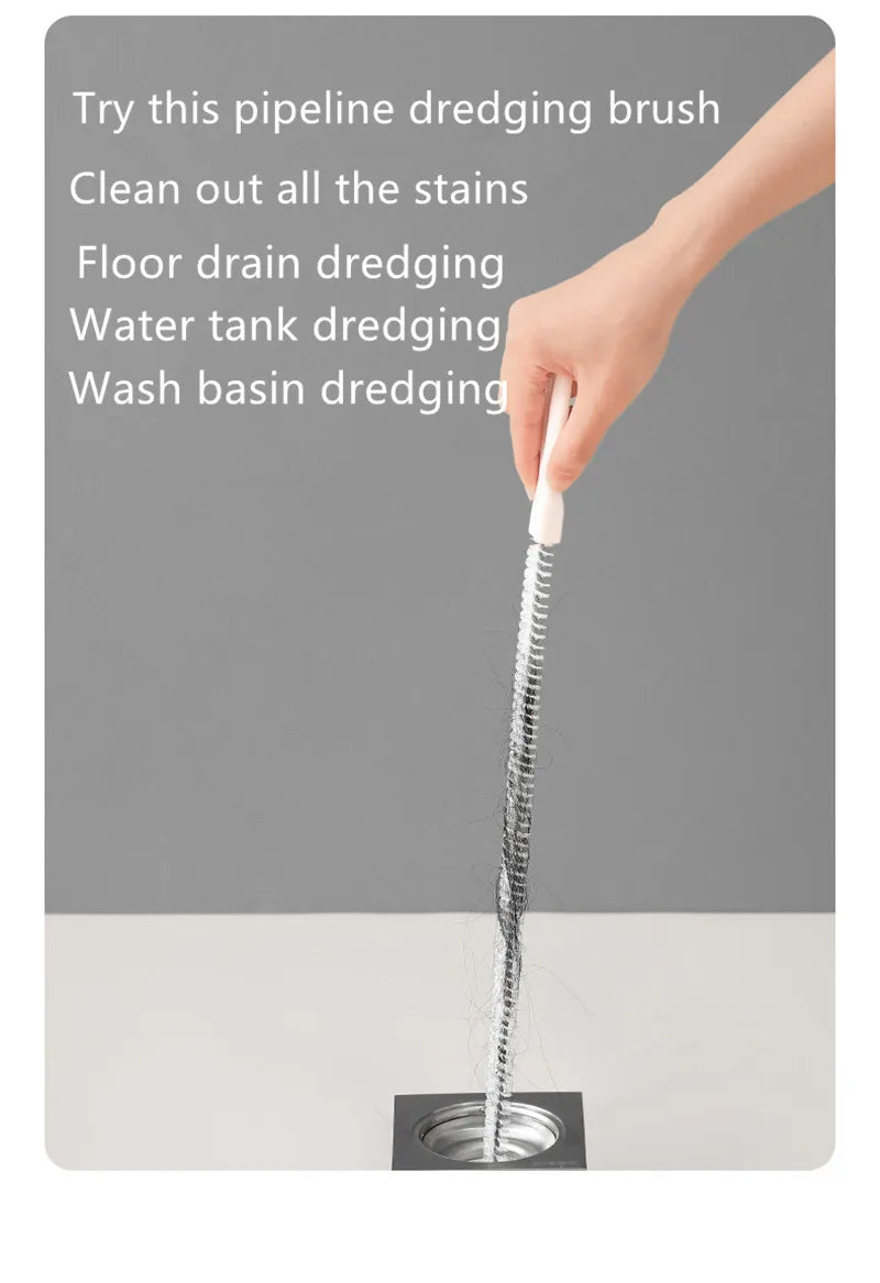 Pipe Dredging Brush Bathroom Hair Sewer Sink Cleaning