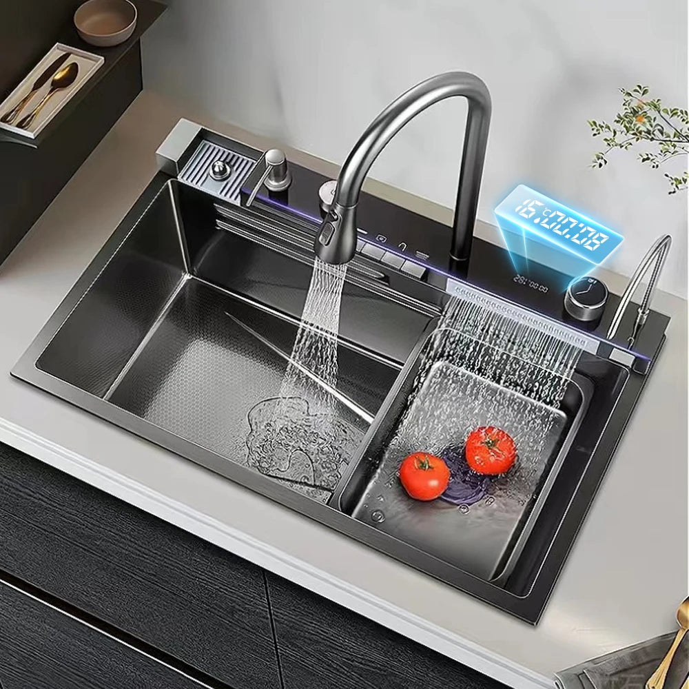 304 Stainless Steel Waterfall Sink Large Slot Integrated