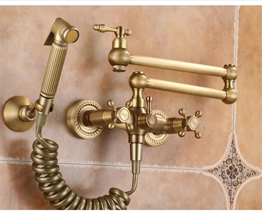 Wall Mounted Foldable Faucet Antique Bronze Pot Filler