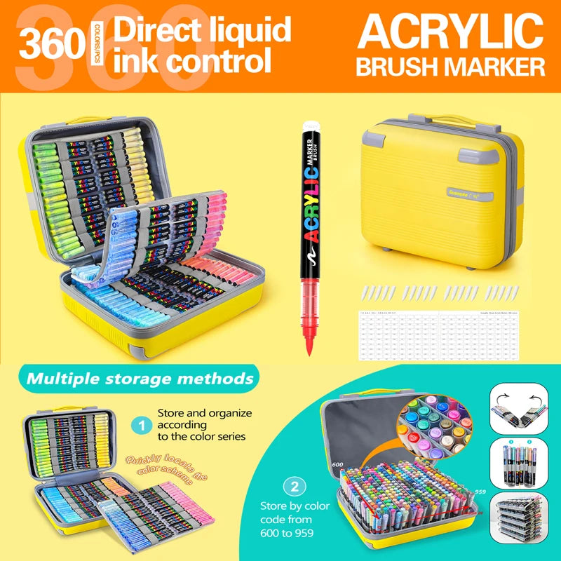 120-360 Colors Acrylic Paint Markers Brush Tip Paint