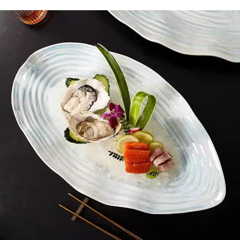 Irregular Ceramic Dinner Plate Restaurant Sashimi Seafood Fish