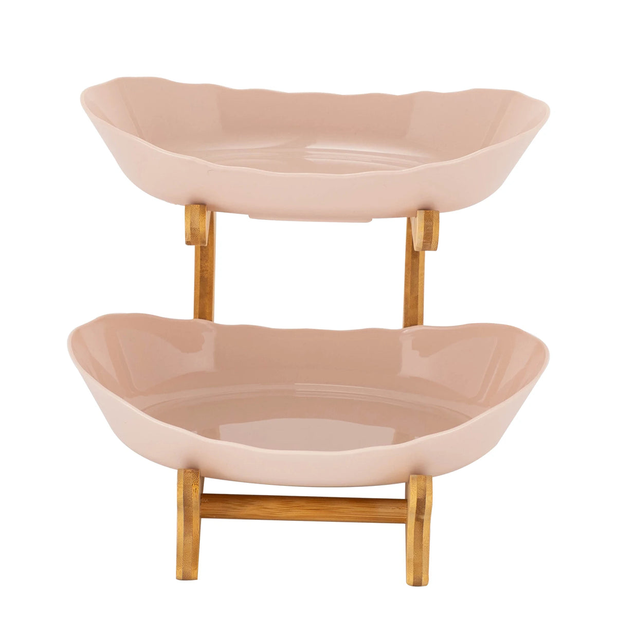 2-Tier Fruit Bowl Bamboo Fruit Basket Stand Food-Grade