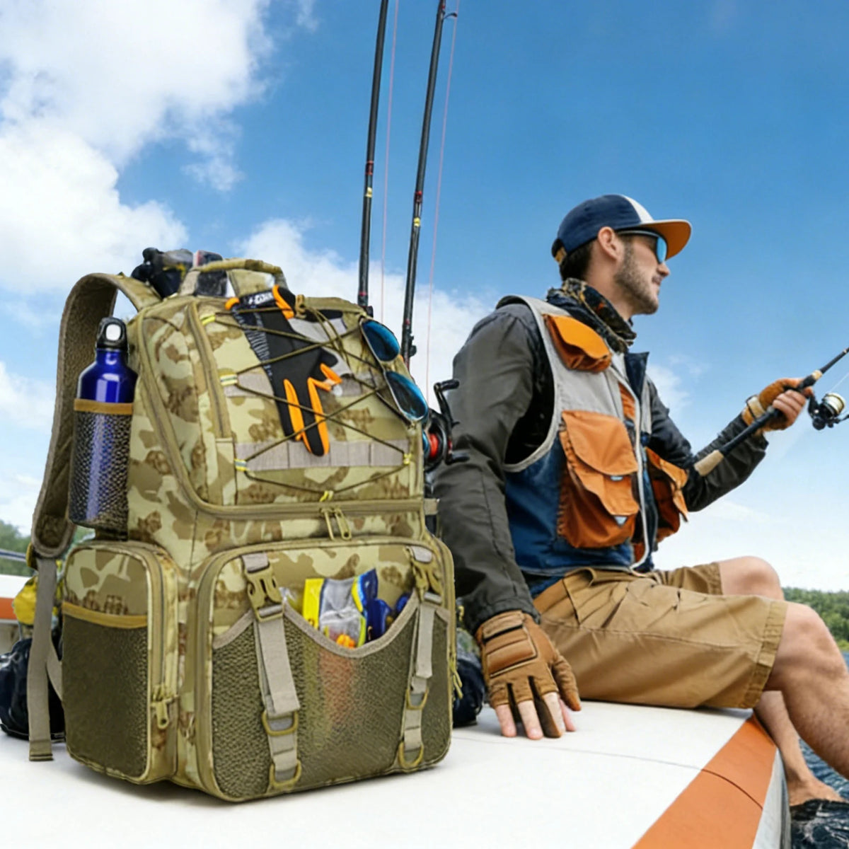 45l Fishing Backpack Cooler Fishing Tackle Storage Bag