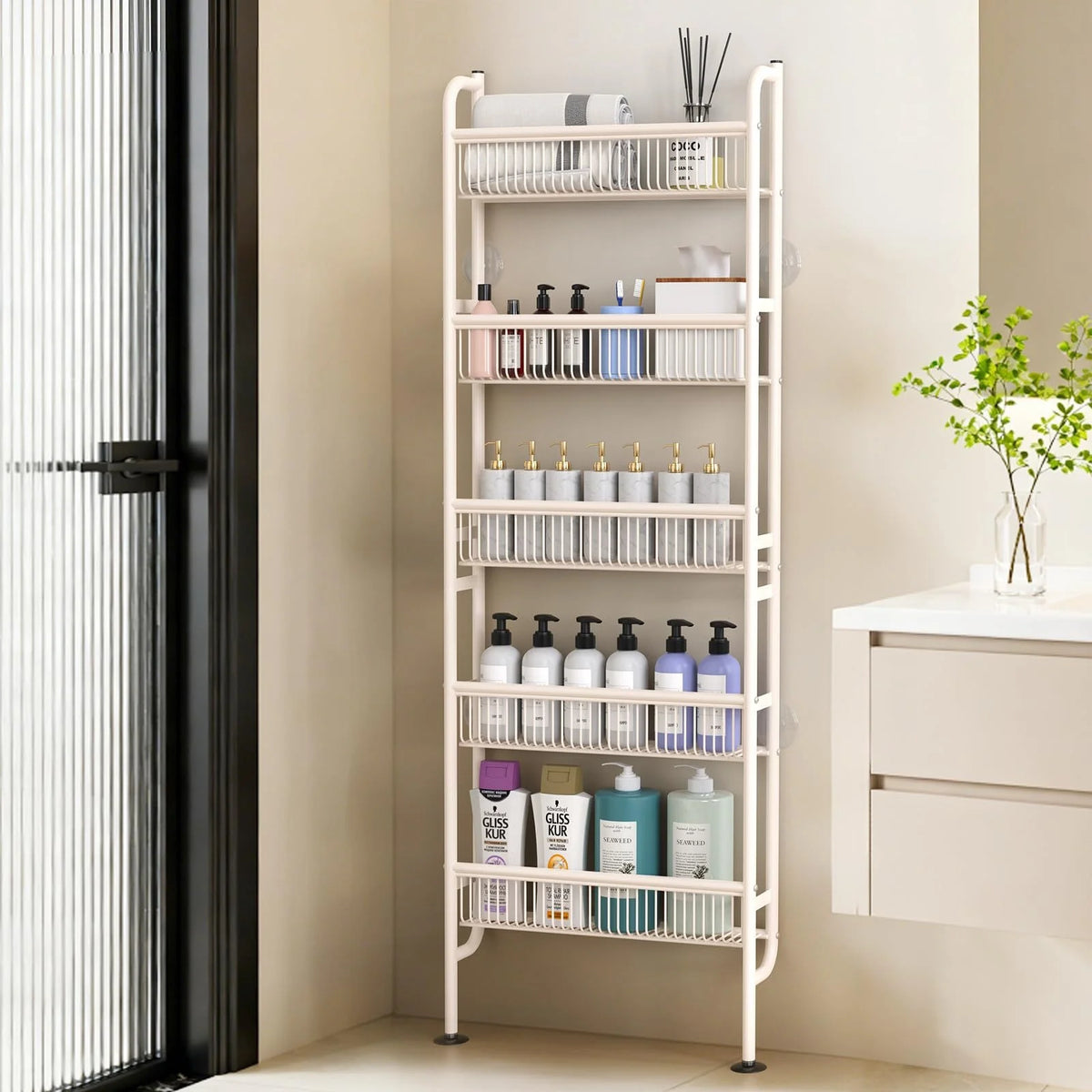 Behind Door Slim Storage Rack Narrow Organizer Shelf