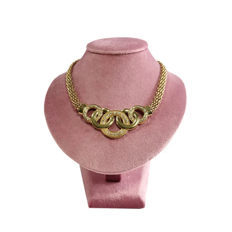 Pink Velvet Necklace Jewelry Portrait Neck Display Stand