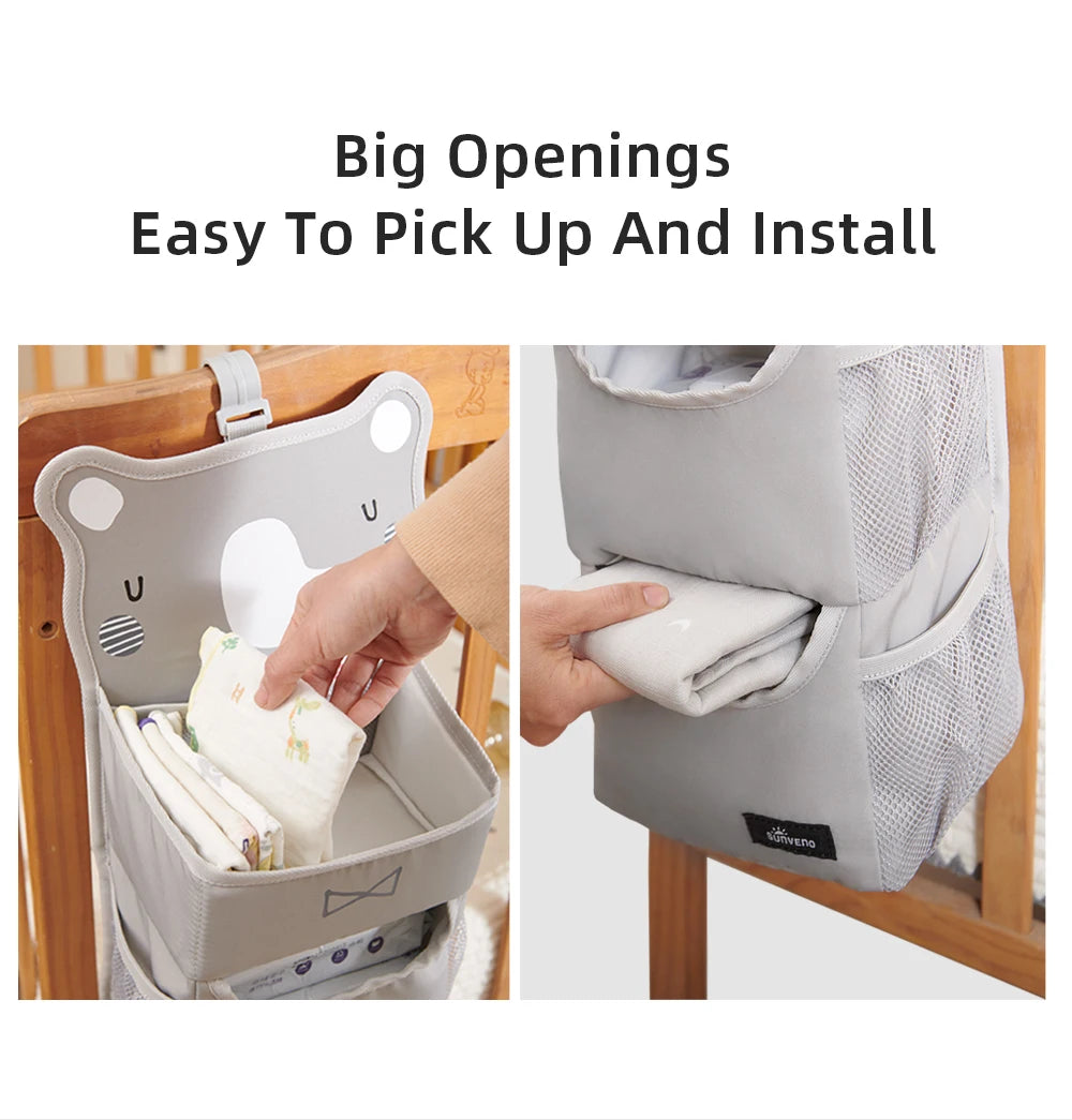 Sunveno Cartoon Baby Crib Hanging Storage Bag Multi-Functional
