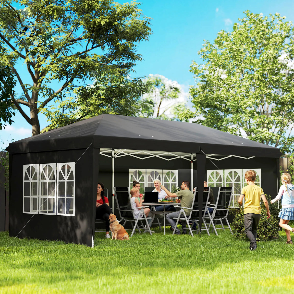 Outsunny 6m Garden Pop Up Gazebo Height Adjustable