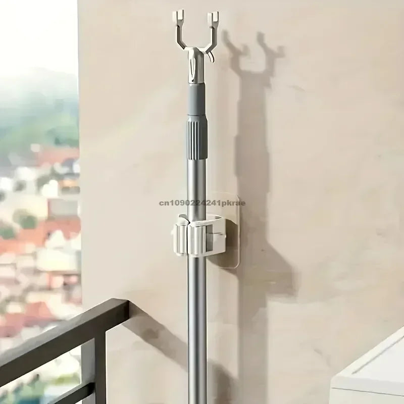 Mop Broom Holder Storage Rack Adhesive Hooks Wall