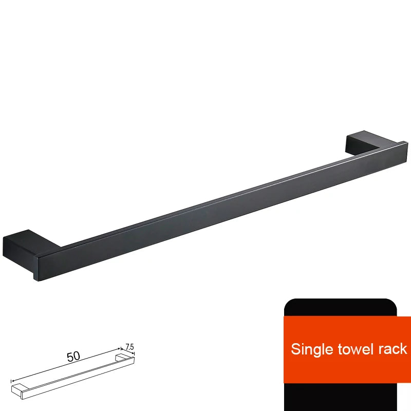 Matte Black Hook Towel Rack 304 Stainless Steel