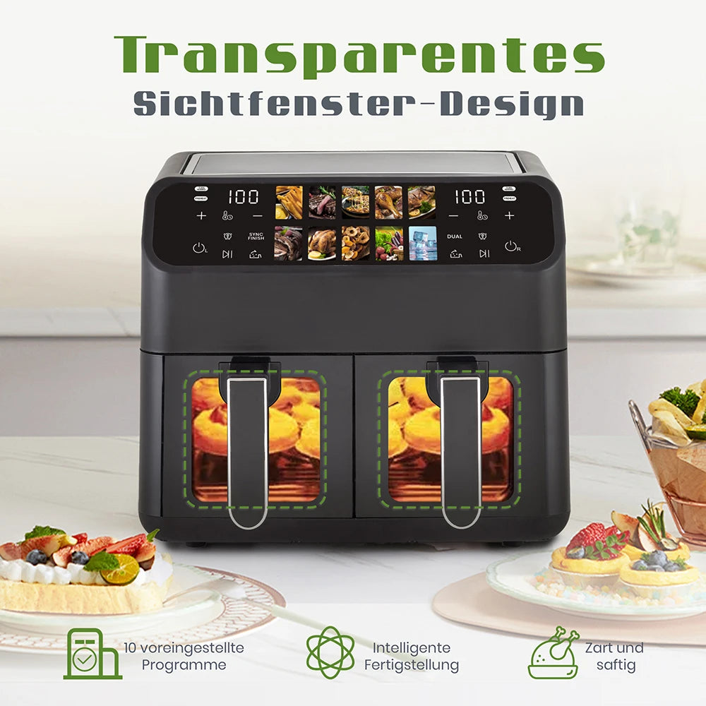 Air Fryers 9l Dual Basket Oven Oilless Cooker