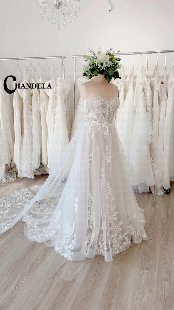 Chandela Attractive Strapless Wedding Dresses Off Shoulder