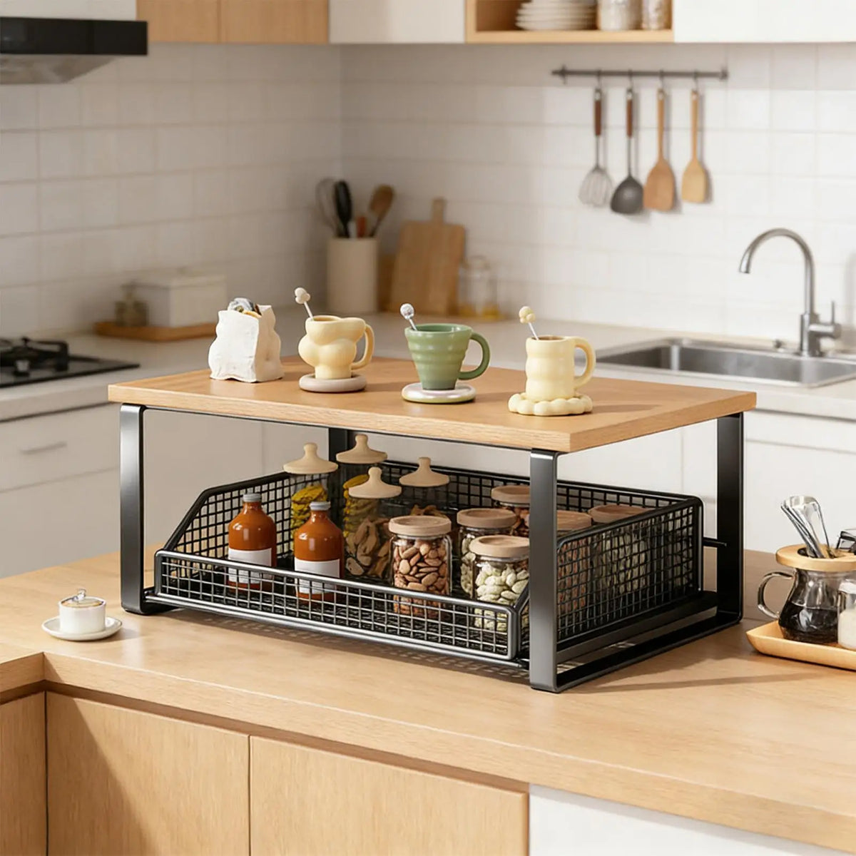 Desktop Storage Rack Double Layer Organization Shelf Counter