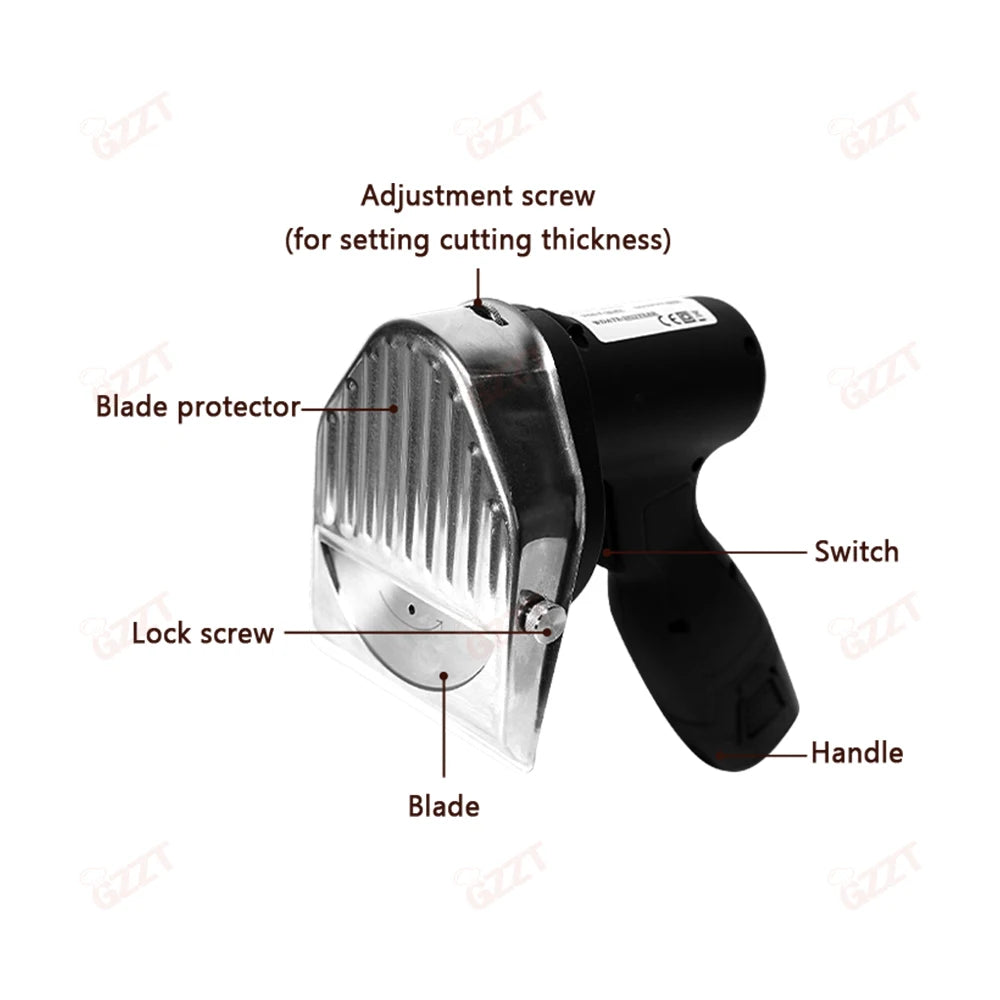 Gzzt Cordless Meat Slicer Battery-Charged Handheld Roast Meat