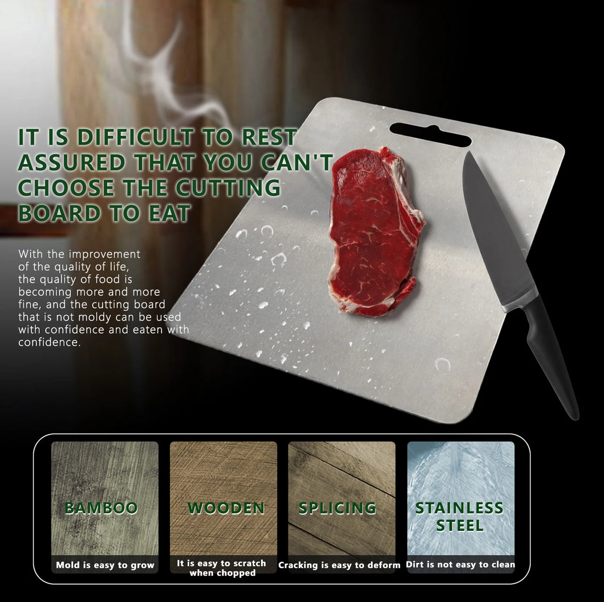 Food Grade Pure Titanium Cutting Board - Antibacterial