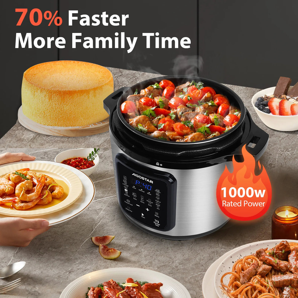 Aigostar 18-In-1 Electric Pressure Cooker Litres Programmable Pot