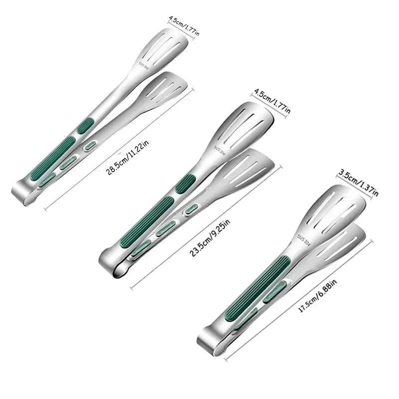 1pc Non Slip Stainless Steel Food Tongs Meat