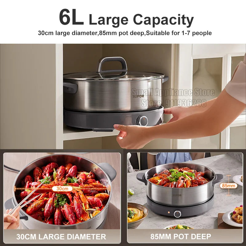Supor 220v Multi Cookers Split Electric Pot 1-7
