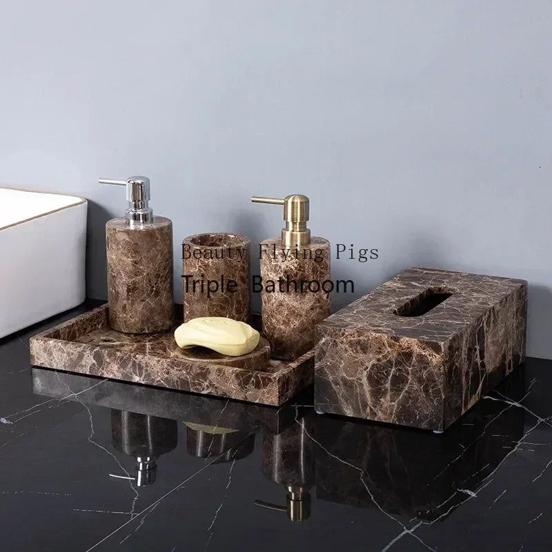 Emperador Dark Natural Marble Bathroom Brown Luxury Toothbrush