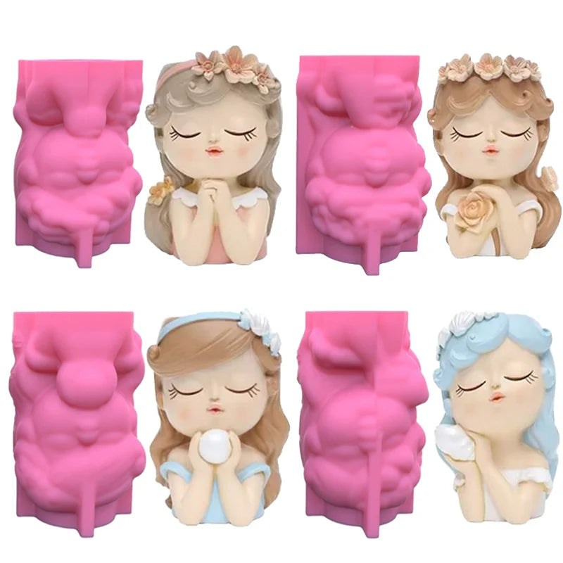 Flower Pot Silicone Mold Angel Girl Succulent Planter