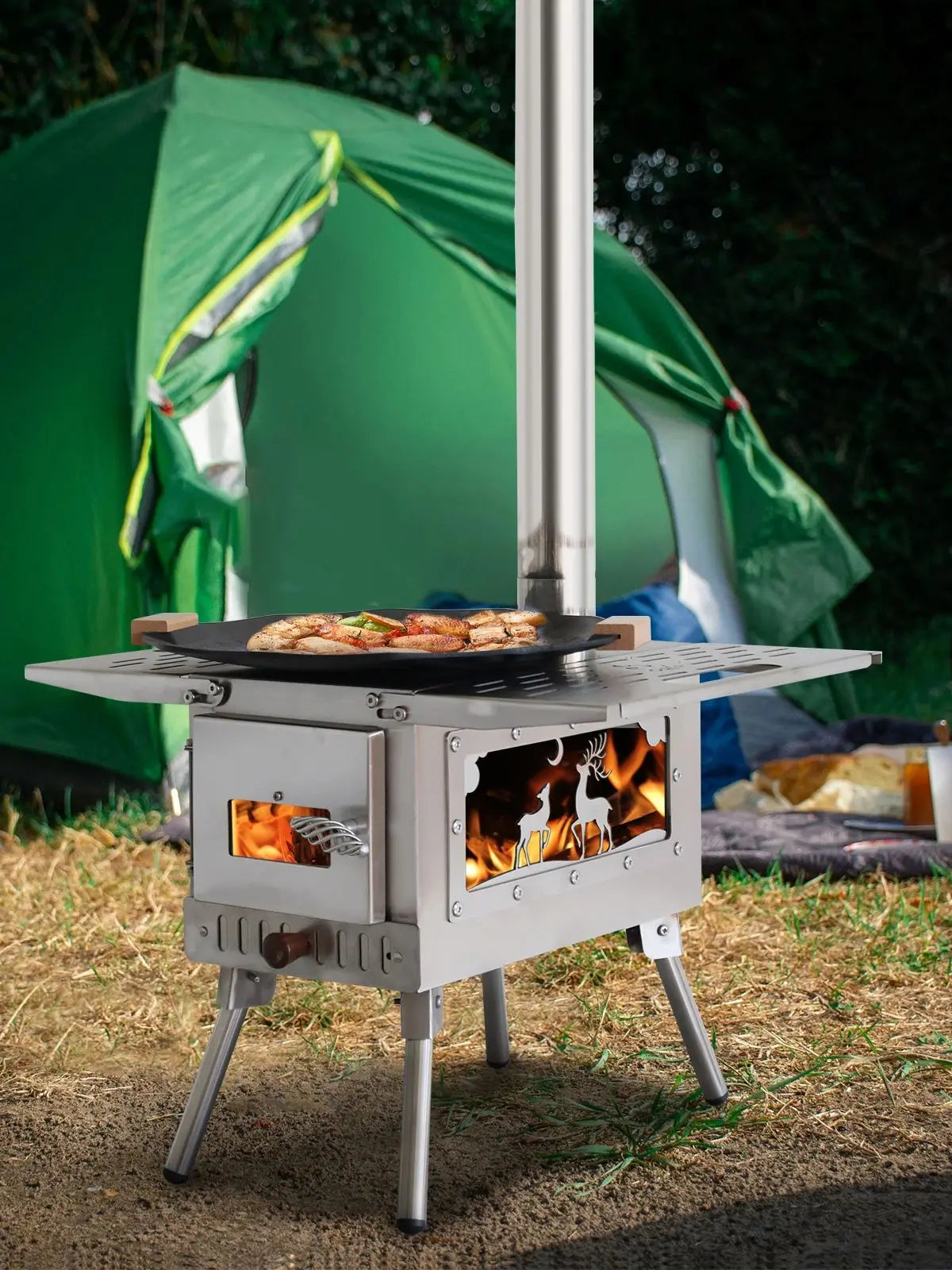 Pellet Burner 16l Storage Capacity Stainless Steel Firewood