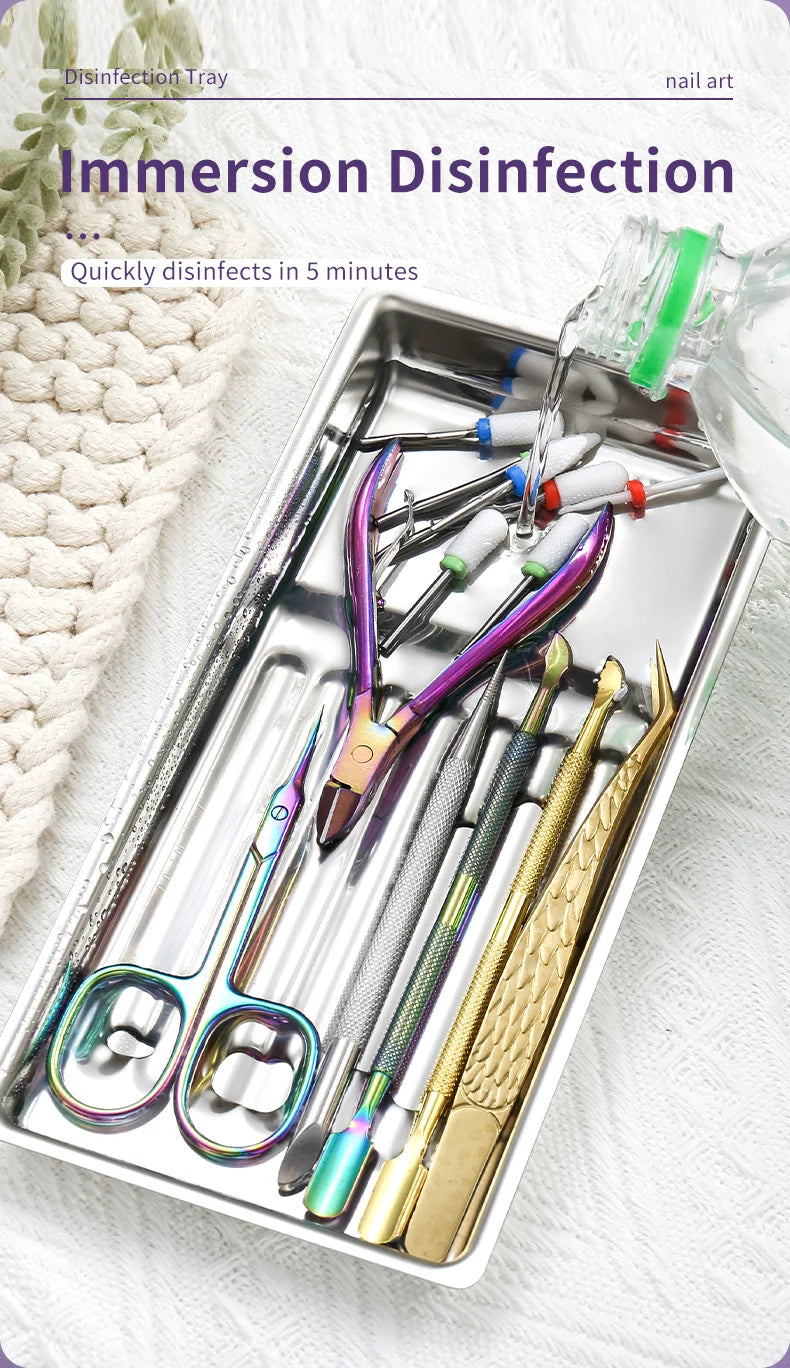 Stainless Steel Disinfection Dish Cosmetic Storage Tray Nail