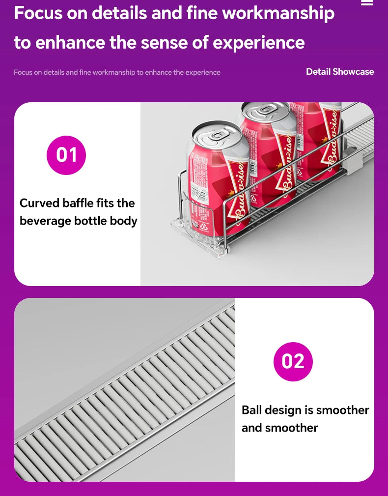 Automatic Soda Can Dispenser Retail Transparent Slide Rail