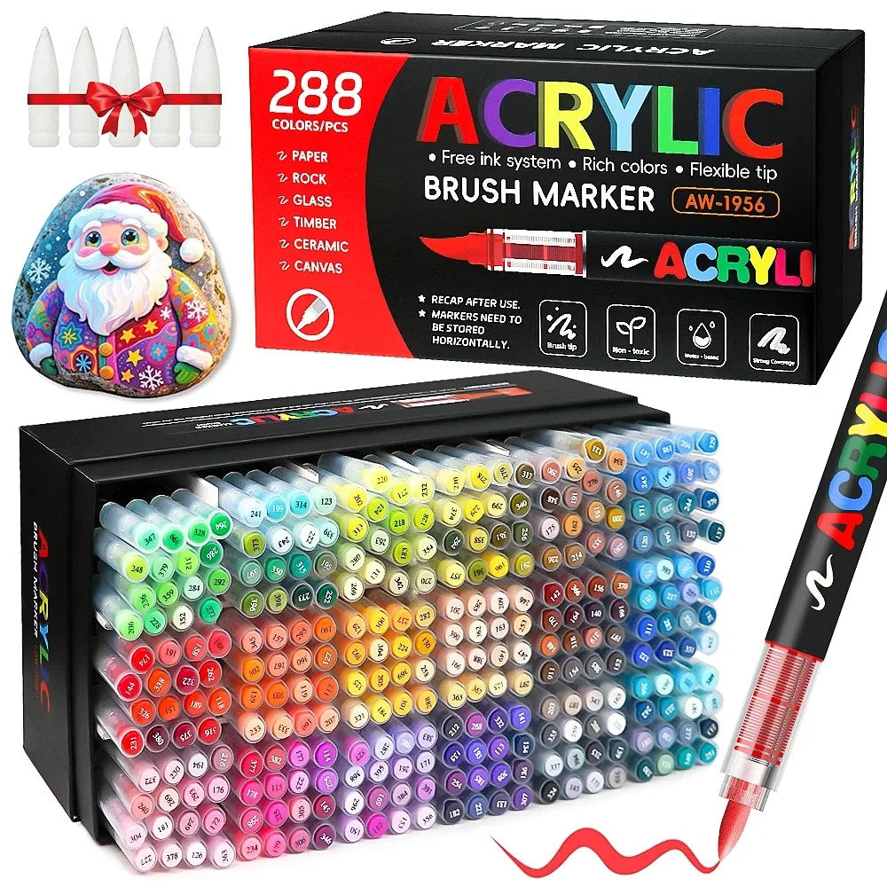 120-360 Colors Acrylic Paint Markers Brush Tip Paint