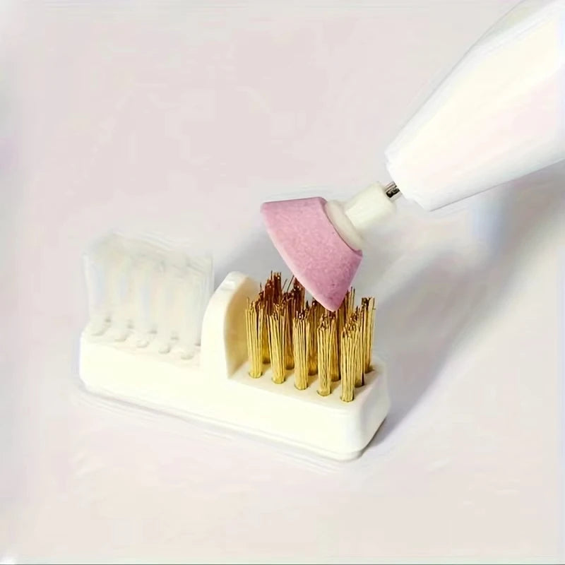 Electric Nail Drill Bits Cleaning Brush Dustproof Box