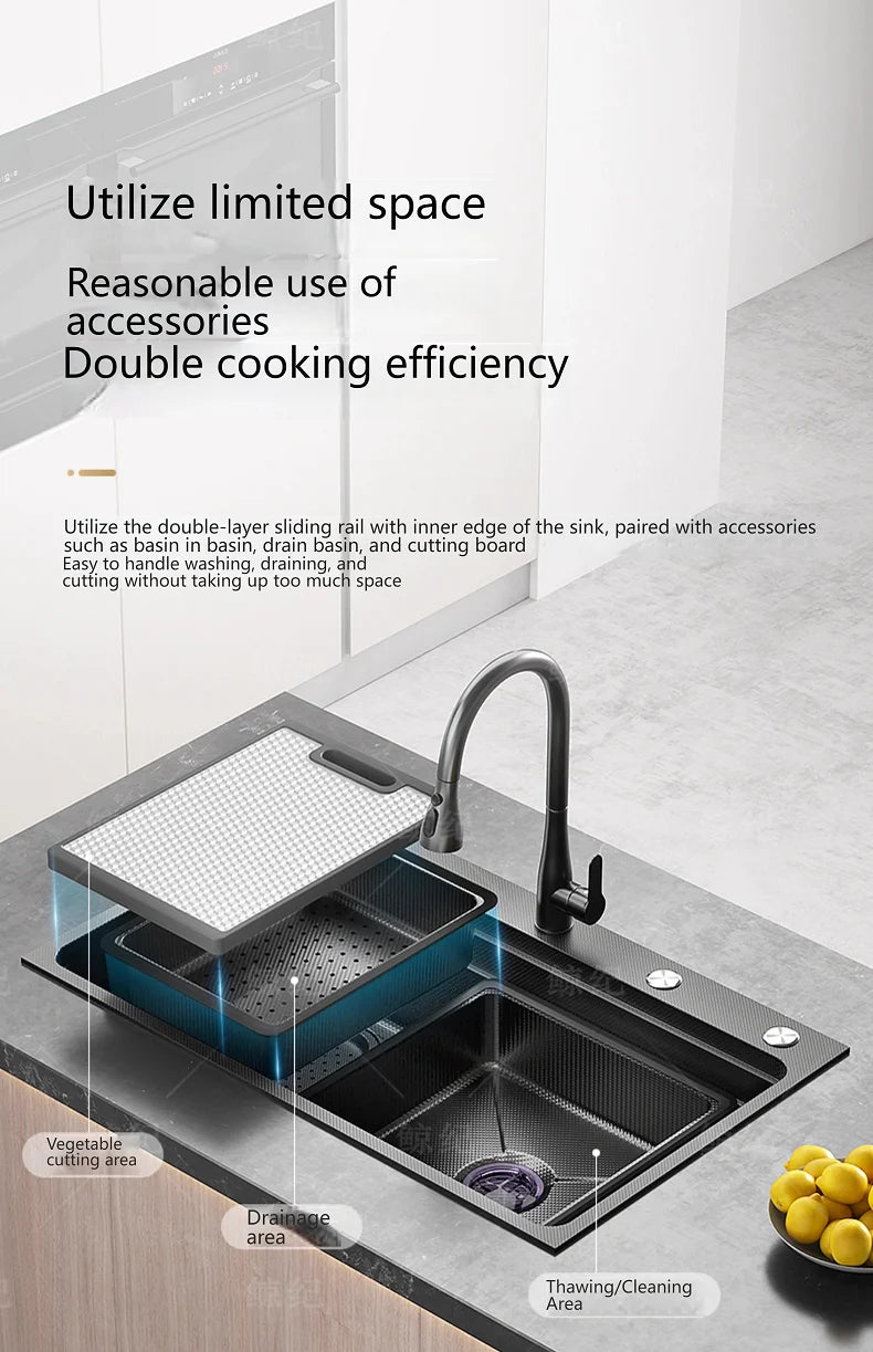 Stainless Steel Sink Gray Large Slot Wash Vegetables