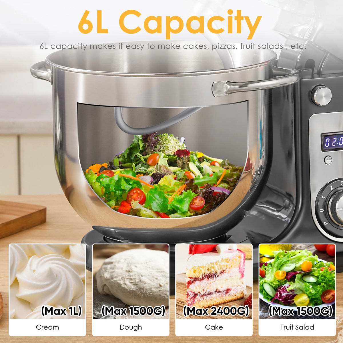 Biolomix Food Stand Mixer Blender Quiet Motor Cream