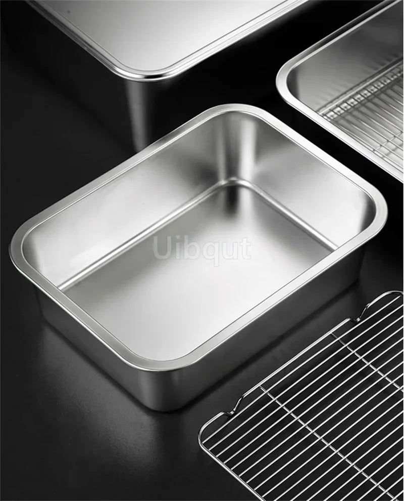 Thicken Stainless Steel Serving Tray Lid Rectangle Metal
