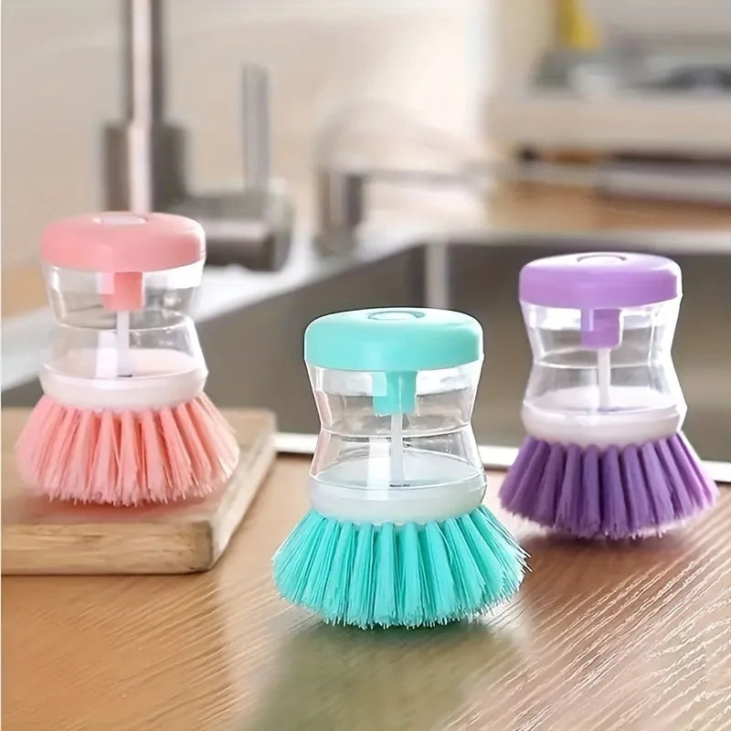 1pc Press-Type Liquid Dishwashing Brush - Pot Cleaning