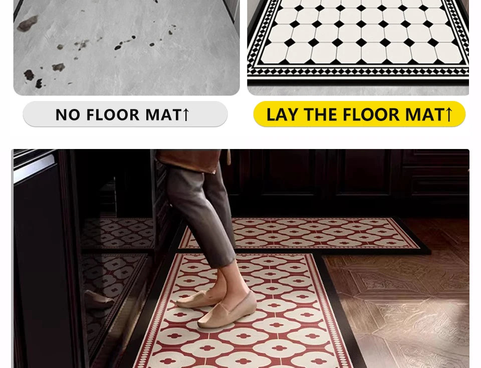 Floor Mat Long Rug Waterproof Non-Slip Pvc Leather