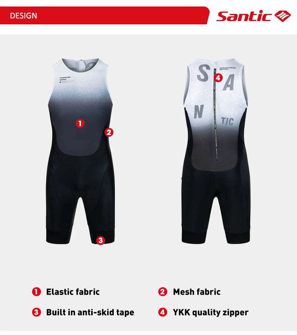 Santic Men Triathlon Cycling Suits Sleeveless Sponge Padded
