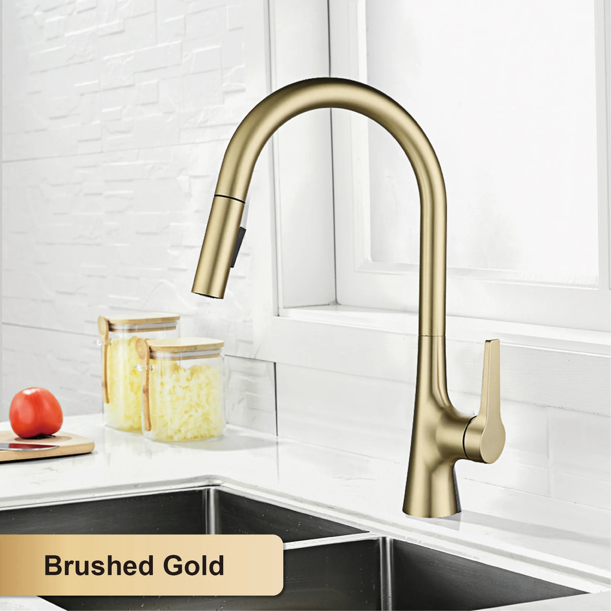 Aitana Modern Brushed Gold Faucet Handle Hole Ceramic