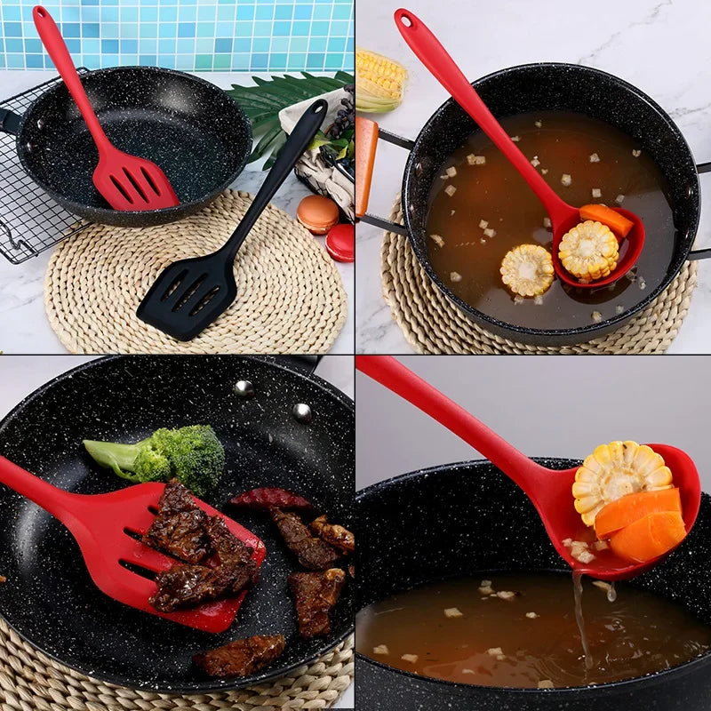 10 Pcs/Set Silicone Utensils Non-Stick Silicone Tong Spoon