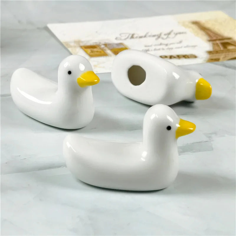 1-3pcs Duck Shape Ceramic Chopsticks Holder Spoon Rest
