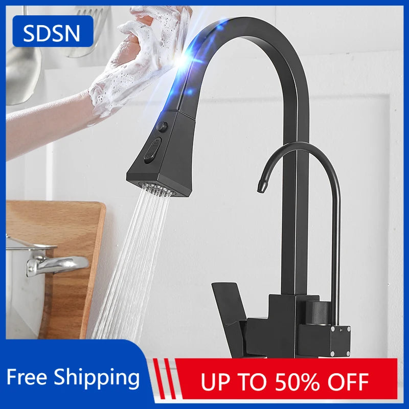 Square Touch On Filter Faucets Pull Down Cold