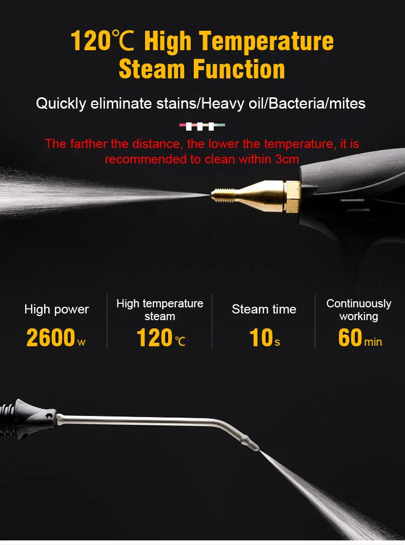 High Temperature Steam Cleaner 2600w Sterilization Pressure Jet