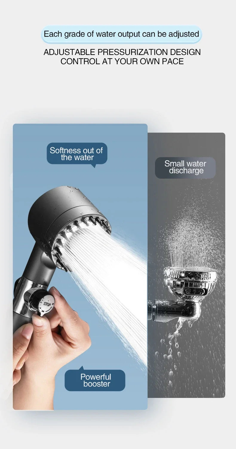 High Pressurized Filter Shower Head 3-Mode Adjustable Spray