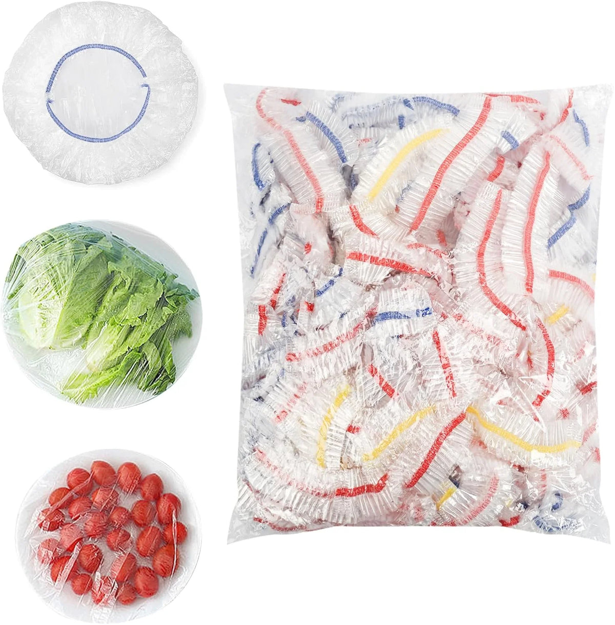100/200 Disposable Bowl Lids Elastic Plastic Food Storage