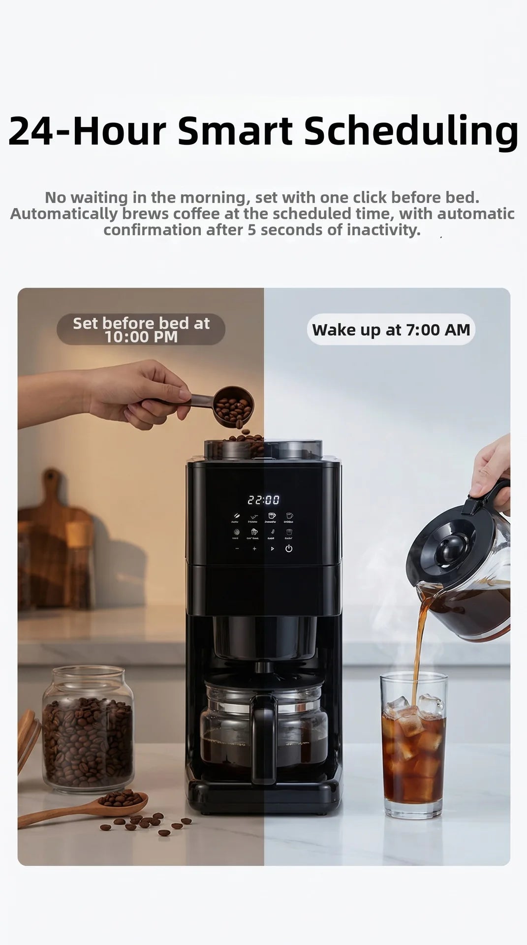 Automatic Coffee Maker Built-In Grinder & Cold Dual
