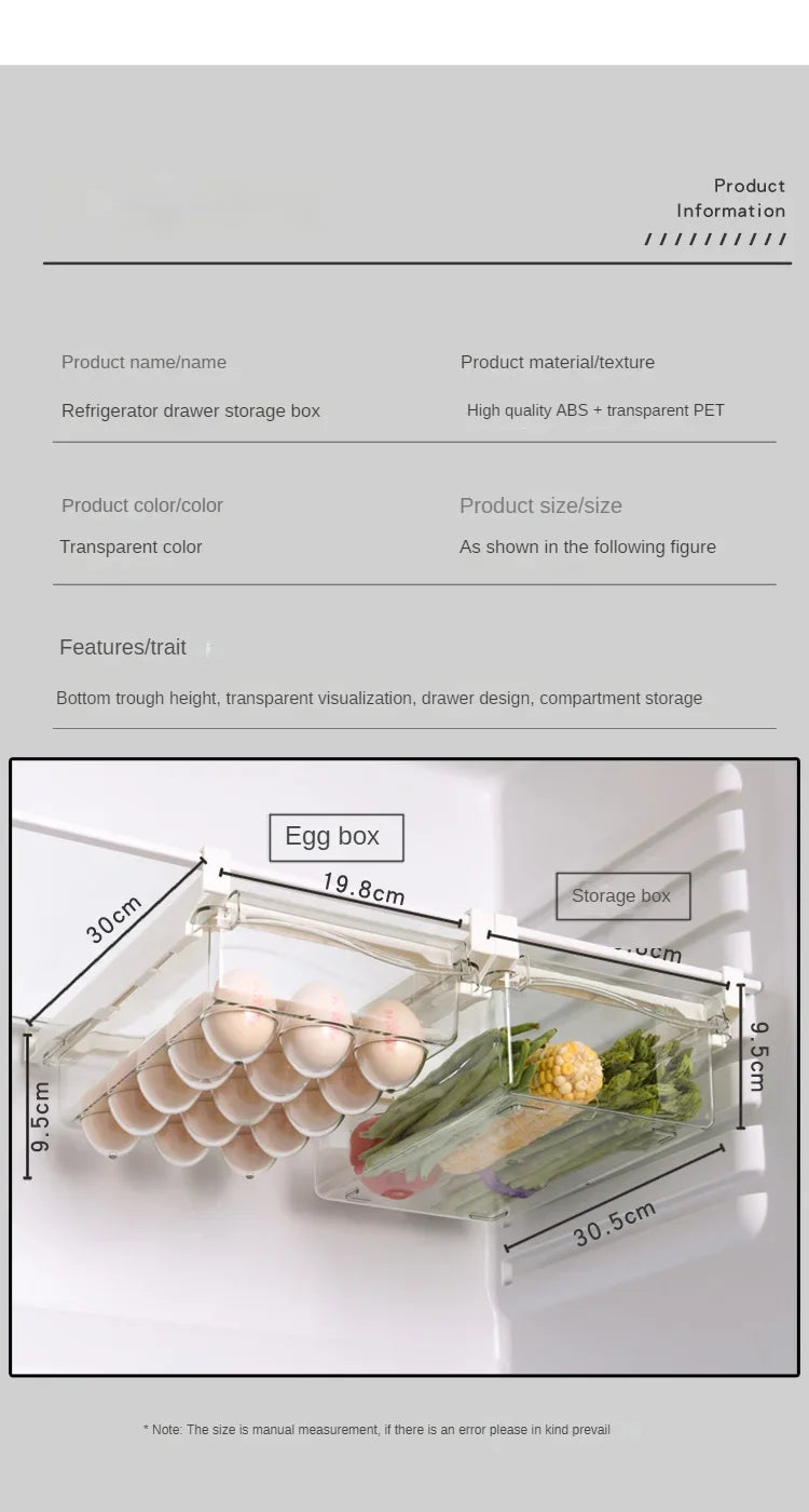 Fridge Organizer Fruit Egg Refrigerator Storage Rack Under-Shelf