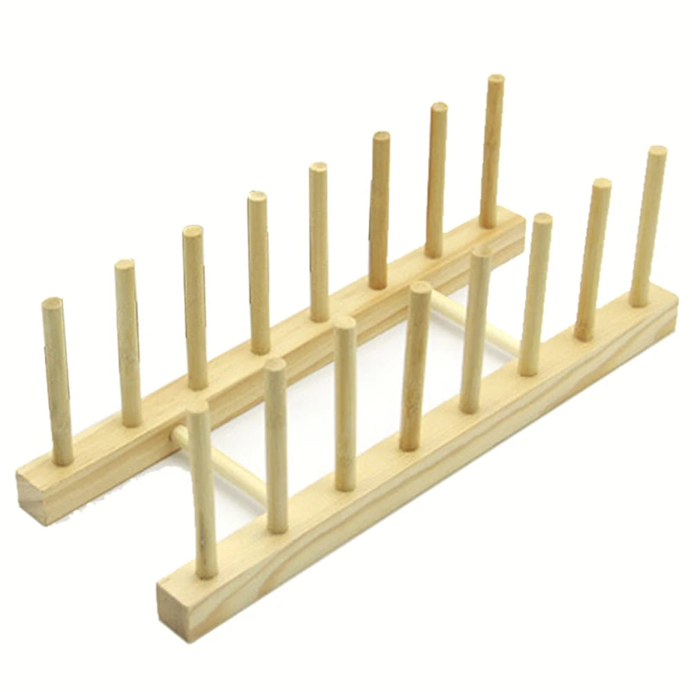 Wooden Dish Drain Rack Dinnerware Storage Organizer Tray
