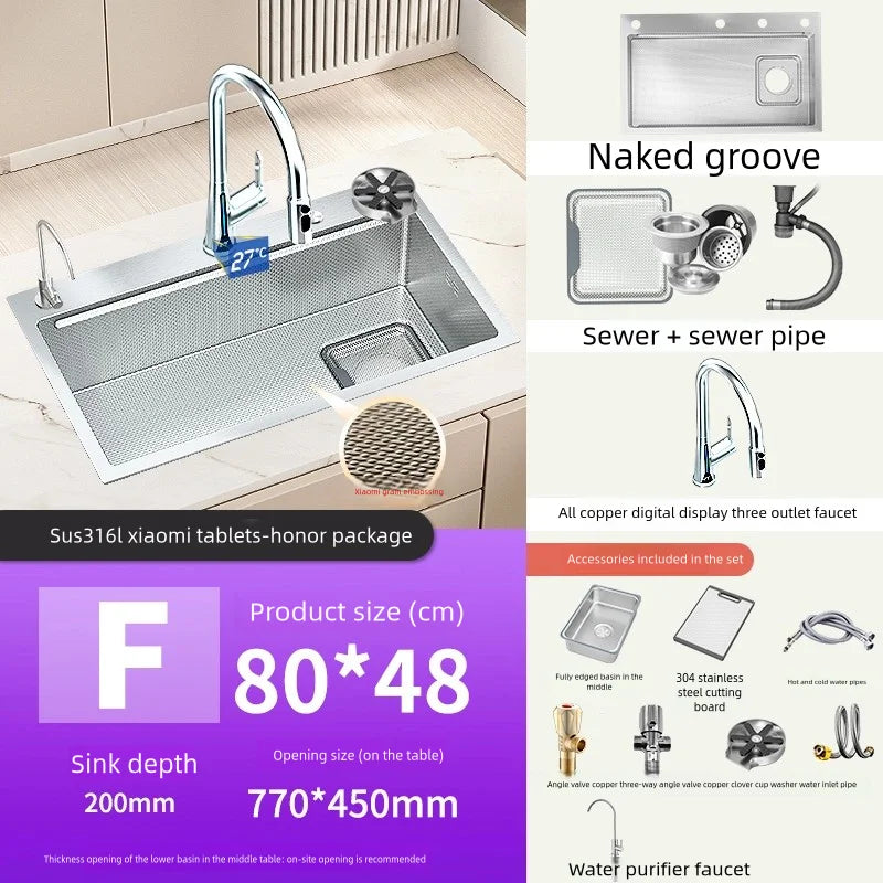 316l Stainless Steel Sink Durable Large Slot Wash